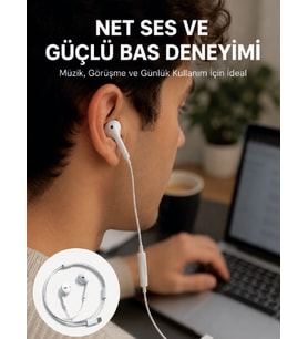Kablolu Type C Kulak İçi Kulaklık Kristal Netliğinde Ses Kalitesi Yeni Nesil