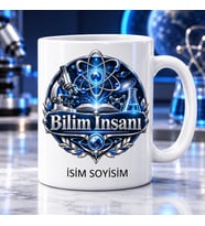 Bilim İnsanı Kupa Bardak Atom Mikroskop ve Kitap Desenli
