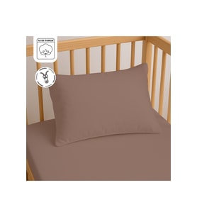 %100 Pamuk Fermuarlı Bebek Yastık Kılıfı 35x45 cm (2 Adet) – Doğal & Yumuşak - Kahverengi