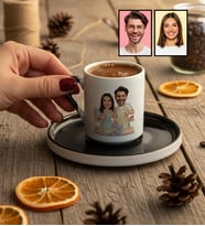 Kişiye Özel Karikatür Yemek Yapan Romantik Çift Türk Kahvesi Fincanı Sevgililer Günü Hediyesi