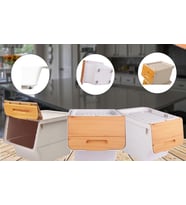 Motek Patateslik Soğanlık Sepeti Oyuncak Kutusu Tekerlekli Organızer Çok Amaçlı Kutu 1X12Lt-Bambu+Krem