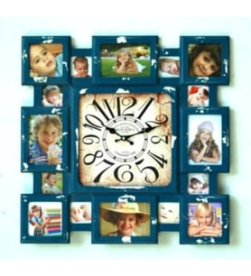 MUTFAK SAATLERİ SERİSİ-MB FOTOĞRAF ÇERÇEVELİ LACİVERT TEMALI DUVAR SAATİ-50*50 CM