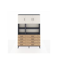 Arges Dolap 8 Raflı 8 Çekmeceli 3 Kapaklı 132x30x195 Antrasit-Aytaşı/Çam
