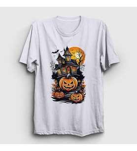 Presmono Unisex Beyaz Haunted House V2 Halloween Cadılar Bayramı T-Shirt 500678tt
