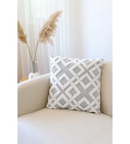 Bohem Özel Tasarım Punch Panç Desen Kare Dekoratif Kırlent Kılıfı 50x50 cm Mila Gri