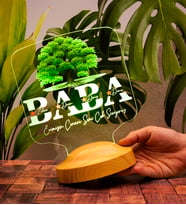 Babalar Günü Hediyesi, Babaya Hediye, Evimizin Çınarı Hediyesi, Renkli İsim Yazılı Kişiye Özel 3D Led Lamba (Kare)