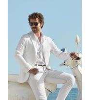 Ekru Erkek Slim Fit Düz Mono Yaka Casual Ceket