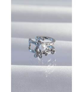 Pirinç Gümüş Renk İncili Ahtapot Earcuff Küpe TJ-BKP9332