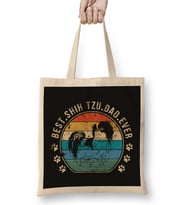 Best Shih Tzu Dad Ever Gift Father's Bez Çanta Uzun Saplı
