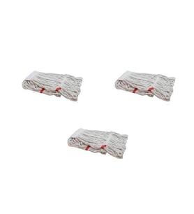 Geniş Yedek Islak Mop Paspas Ucu Başlığı Püskül - Pamuklu - 320 Gram. - 25 Cm. - Beyaz - 3 Adet