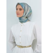Armine Saf İpek Sura Eşarp-2026 İlkbahar-Yaz- 95130D (Mavi)