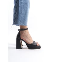 Kadın Platform Topuklu Ayakkabı Rahat Ergonomik (10cm) (Siyah)