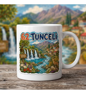 62 Tunceli Munzur Gözeleri Dağ Keçisi Renkli Memleket Baskılı Seramik Kupa