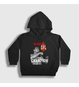 Presmono Unisex Çocuk Siyah Champ Boxing Boks Muhammad Muhammed Ali Kapüşonlu Sweatshirt 507422tt