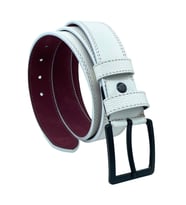 Beyaz Suni Deri Çift Dikişli Damar Desenli Model 4 cm.lik Spor Kemer // XD-9016-11-ST