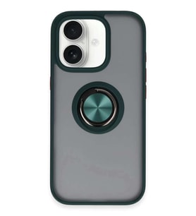 iPhone 16 Kılıf Montreal Yüzüklü Silikon Kapak - Yeşil