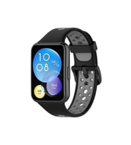 Newface Huawei Watch Fit 2 Spor Delikli Kordon - Siyah-Gri