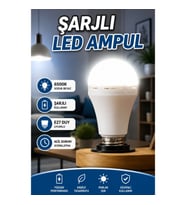 Şarjlı LED Ampul 6500K Soğuk Beyaz – E27 Duy Uyumlu