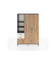 Arges Dolap 5 Raflı 2 Çekmeceli Tek Askılı 132x30x195 Antrasit-Çam/Aytaşı