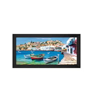 Manzara Temalı Kanvas Tablo 80 x 110 cm Siyah Çerçeve