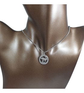 Orora Bronz/Gümüş Renk 22mm Boğa Burcu Figürlü Kolye (Gümüş)