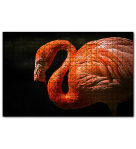 Cakapuzzle İhtiyar Flamingo Karanlık Arkaplan  Puzzle Yapboz MDF (Ahşap) (120 Parça)