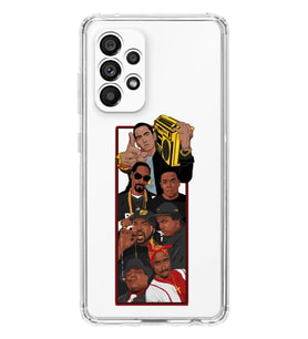 Samsung Galaxy A33 Uyumlu Rap Starlar Eminem Tupac Snoop Dogg Desenli Şeffaf Telefon Kılıfı