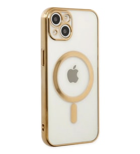 Newface Apple iPhone 14 Plus Kılıf Magneticsafe Lazer Silikon - Gold