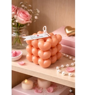 Kalp Küpü Mum - Mumelia Candles Doğal Soya, El Yapımı, Dekoratif - Turuncu