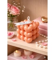 Kalp Küpü Mum - Mumelia Candles Doğal Soya, El Yapımı, Dekoratif - Turuncu