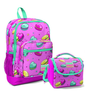 Coral High Pembe Makaron Kız Çocuk İlköğretim Okul Sırt Çantası ve Beslenme Çanta Seti