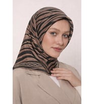 Kristal Eşarp - 06102 (Siyah-Vizon)