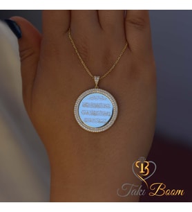 Beyaz Taşlı Dualı Kolye Nazar Duası Gümüş Kolye