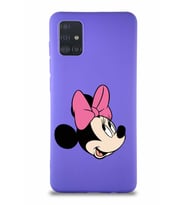 Samsung Galaxy A51 Soft Premier Kapak Minnie Mouse-A Tasarımlı Silikon Kılıf - Mor (Şeffaf)
