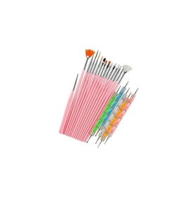Fontenay Pembe Nail Art Tırnak Süsleme Desen Fırça 15'li Ve Dot Kalem Seti 5'li 20 Parça