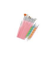 Fontenay Pembe Nail Art Tırnak Süsleme Desen Fırça 15'li Ve Dot Kalem Seti 5'li 20 Parça