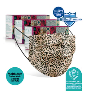 Medizer Leopar Desenli Cerrahi Maske Meltblown Kumaş - 150 Adet