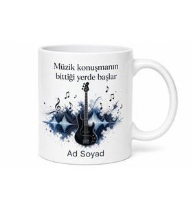 Bas Gitar Temalı Müzisyen Baskılı Kupa Bardak Hediye