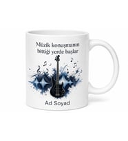 Bas Gitar Temalı Müzisyen Baskılı Kupa Bardak Hediye