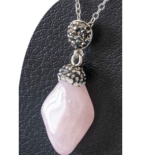 Sertifikalı Zirkon Taşlı Model Pembe Kuvars Taşı Kolye (Çok Renkli)