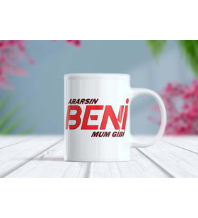 Ararsın Beni Mum Gibi Şarkı Sözü Baskılı Kupa Bardak - Giderli Kupa (Beyaz)