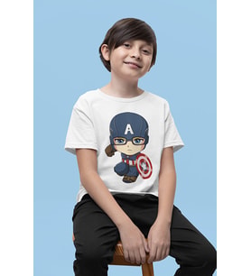 Tasarım Kaptan Amerika Baskılı Unisex Avengers Film Çocuk Tişört (1-12 Yaş)
