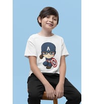 Tasarım Kaptan Amerika Baskılı Unisex Avengers Film Çocuk Tişört (1-12 Yaş)