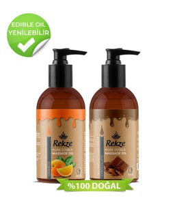 Rekze Dogal Portakal Çikolata aromalı Kokulu Yenilir Erotik Vücut Masaj Yağları 120 Ml