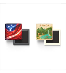 Buzdolap Magnetleri - Samoa Bayrağı ve Paper Cut Tema - 2'li Set Magneti