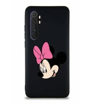 Xiaomi Mi Note 10 Lite Soft Premier Kapak Minnie Mouse-B Tasarımlı Silikon Kılıf - Siyah (Şeffaf)