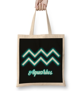 Aquarius Zodiac Sign Bez Çanta Uzun Saplı