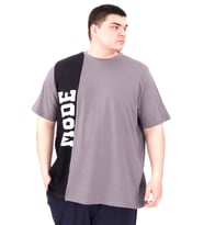 Mode XL Büyük Beden Erkek T-Shirt Parçalı U25501 Füme