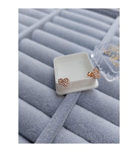 Gümüş Zirkon Taşlı Minik Kalp Küpe zs0033kp Rose Renk 2'li Beden (STD)