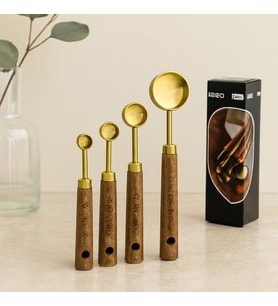 Altın Renk Metal 4'lü Ölçü Kaşık Seti (15ml, 5ml, 2.5ml, 1.25ml)